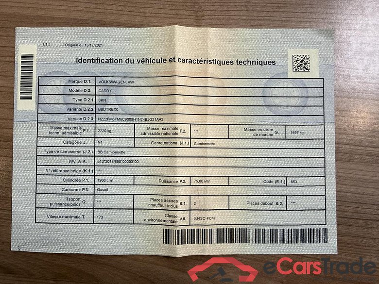 VOLKSWAGEN Caddy Van Caddy Cargo 2,0 l TDI EU6 75 kW  6V Empattement Court #3